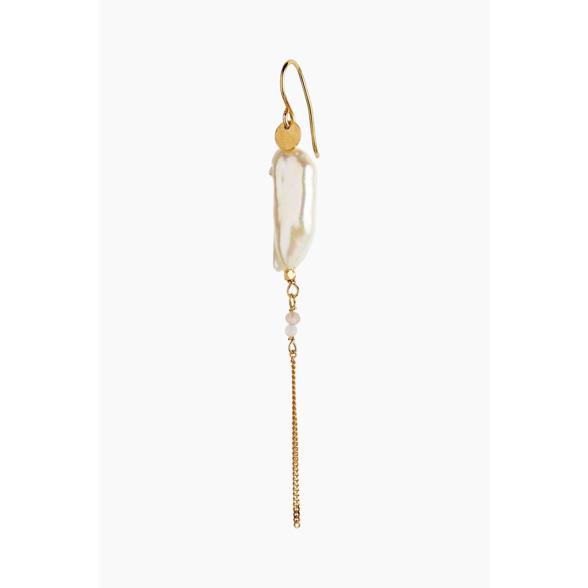 Long Baroque Pearl with Chain Earring Peach Sorbet - Gold - Stine A - Guld One Size