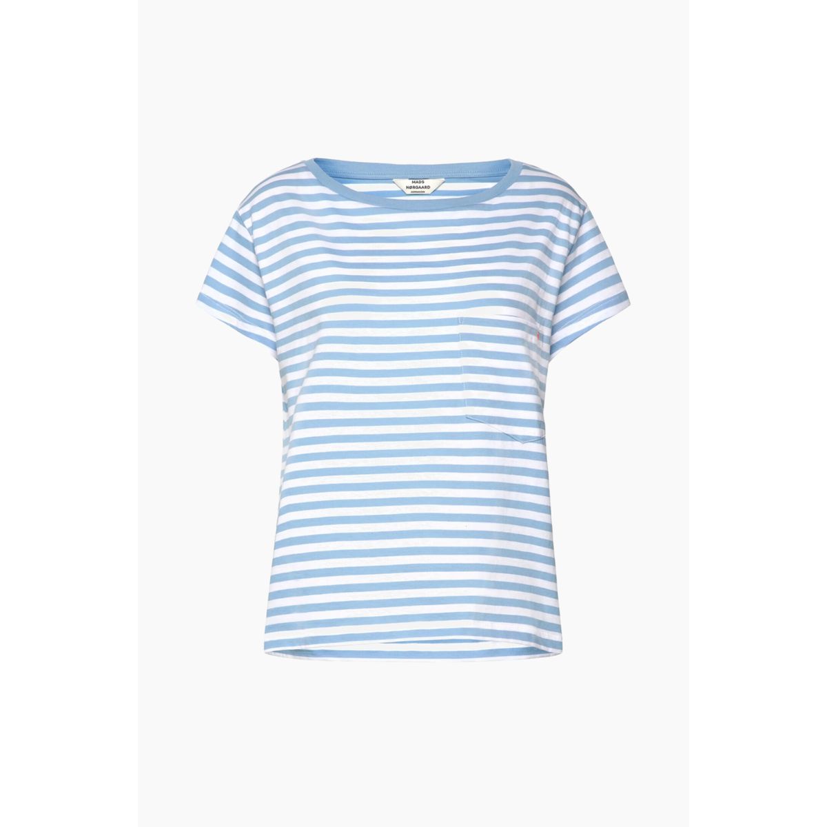 Organic Jersey Stripe Torva Tee - Alaskan Blue/Brilliant White - Mads Nørgaard - Stribet L