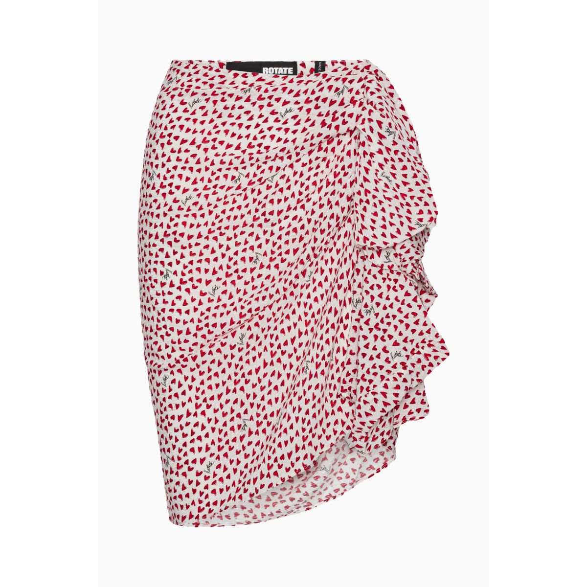 Printed Mini Ruffle Skirt - Happy Hearts/Bright White Comb. - ROTATE - Mønstret L