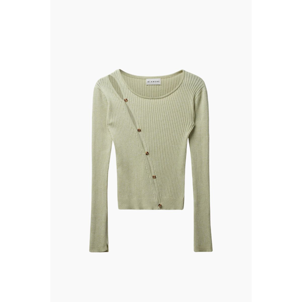 Seawool-BL X-Over Button Jumper - Green Banana - Blanche - Grøn L