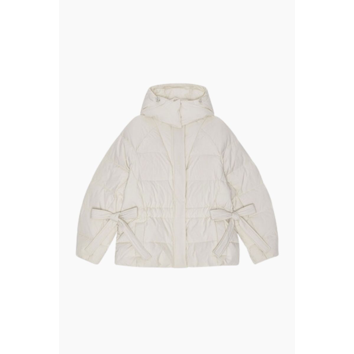 Tech Seersucker Oversized Puffer Jacket F9690 - Tofu - GANNI - Creme L/XL