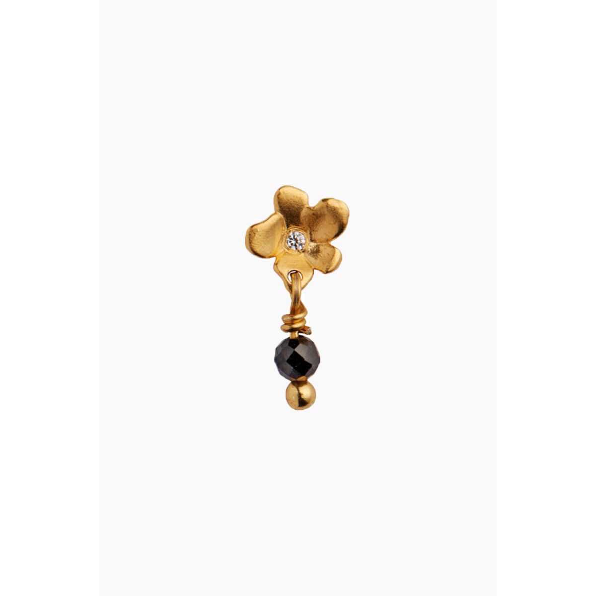 Tres Petit Garden Flower Earring w/ Black Spinel - Gold - Stine A - Guld One Size