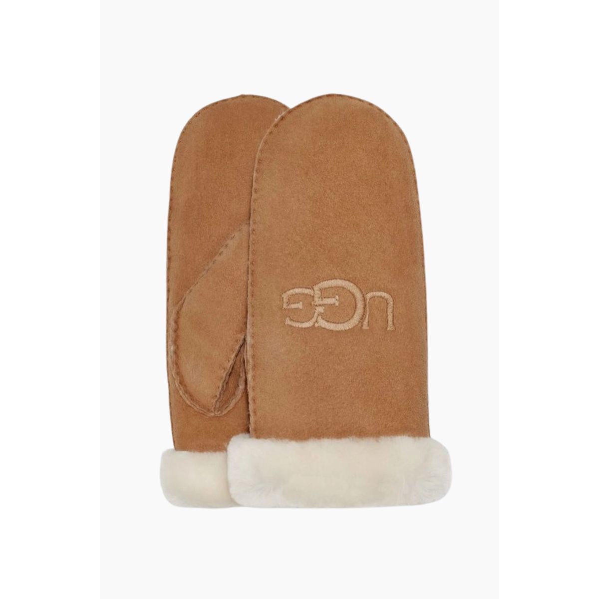 W Sheepskin Embroider Mitten - Chestnut - UGG - Brun S/M