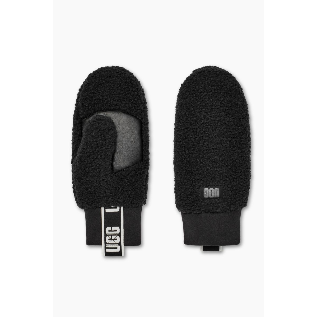 W UGGfluff Mitten With Logo Tape - Black - UGG - Sort L/XL