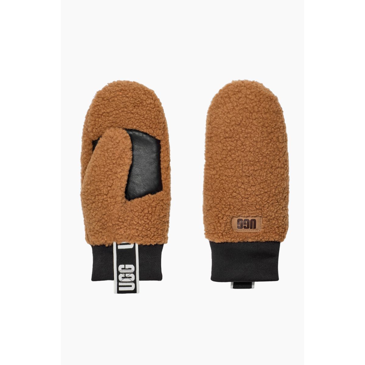 W UGGfluff Mitten With Logo Tape - Chestnut - UGG - Brun S/M