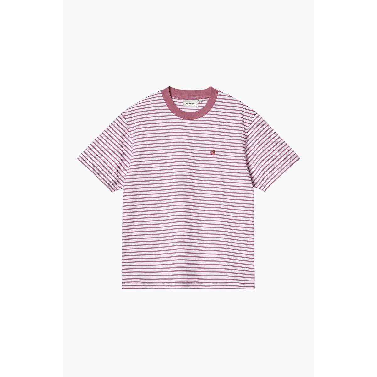 W' S/S Coleen T-Shirt - Coleen Stripe, White/Magenta - Carhartt WIP - Stribet L