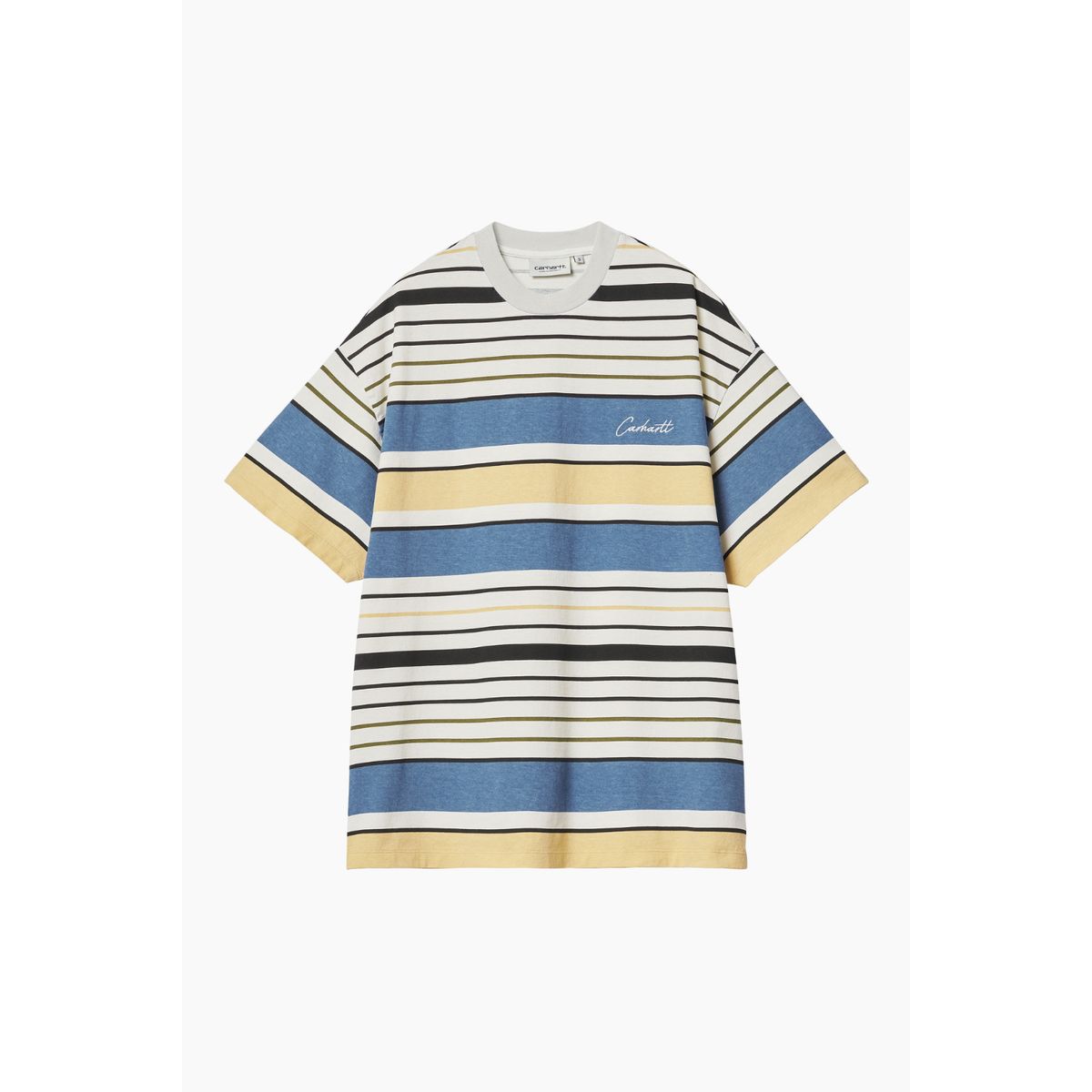 W' S/S Rowe T-Shirt - Rowe Stripe, Sorrent (Heavy Stone Washed) - Carhartt WIP - Stribet M