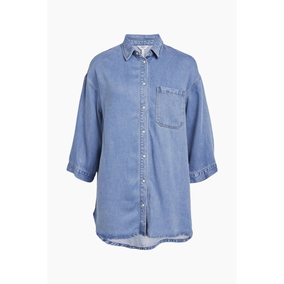 Objframe 3/4 Loose Shirt 132 - Light Blue Denim - Object - Blå L