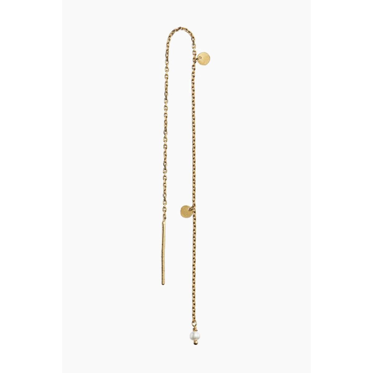 Dangling Petit Coin And Stone - Gold/White Pearl - Stine A - Guld One Size