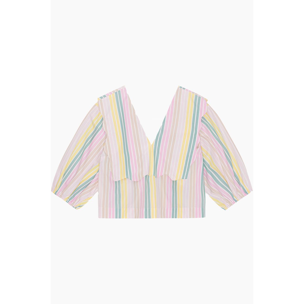 Stripe Cotton Rhythm Collar Blouse F7767 - Multicolour - GANNI - Stribet L