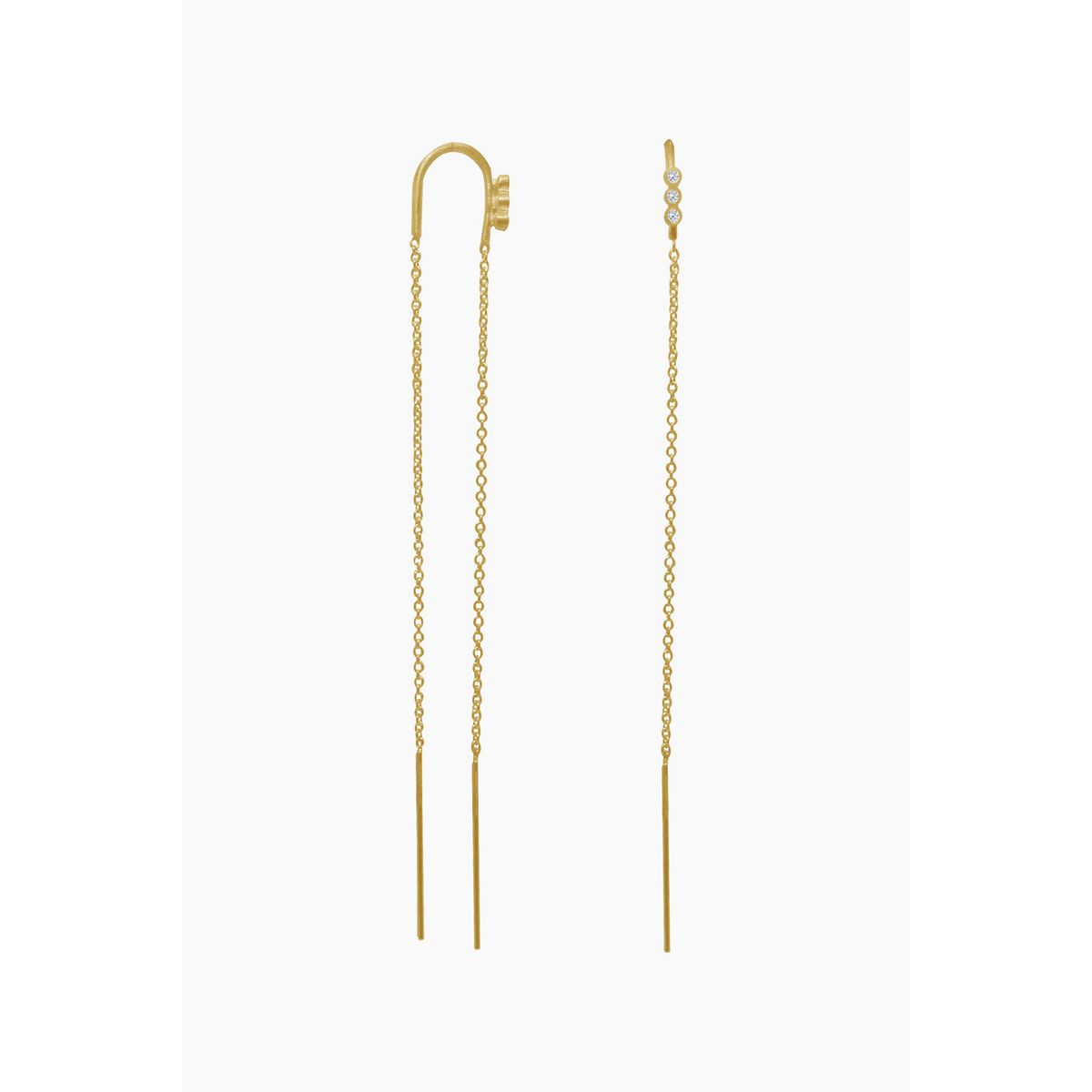 Three Dots Double Chain Earring Piece - Gold - Stine A - Guld One Size