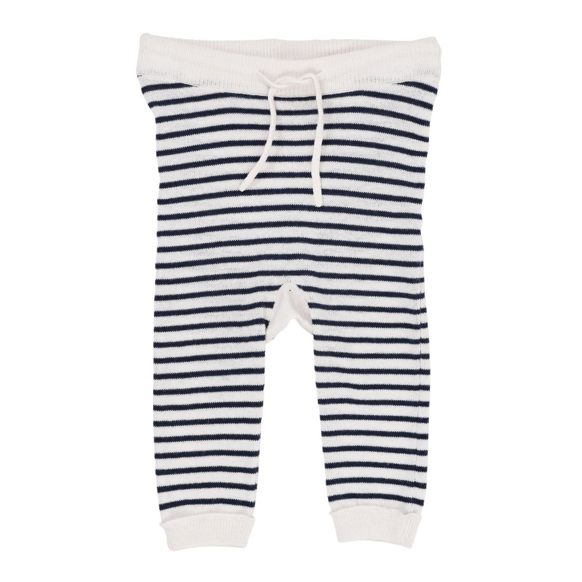 Copenhagen Colors Strik Leggings med Striber - Cream/Navy - 50 cm