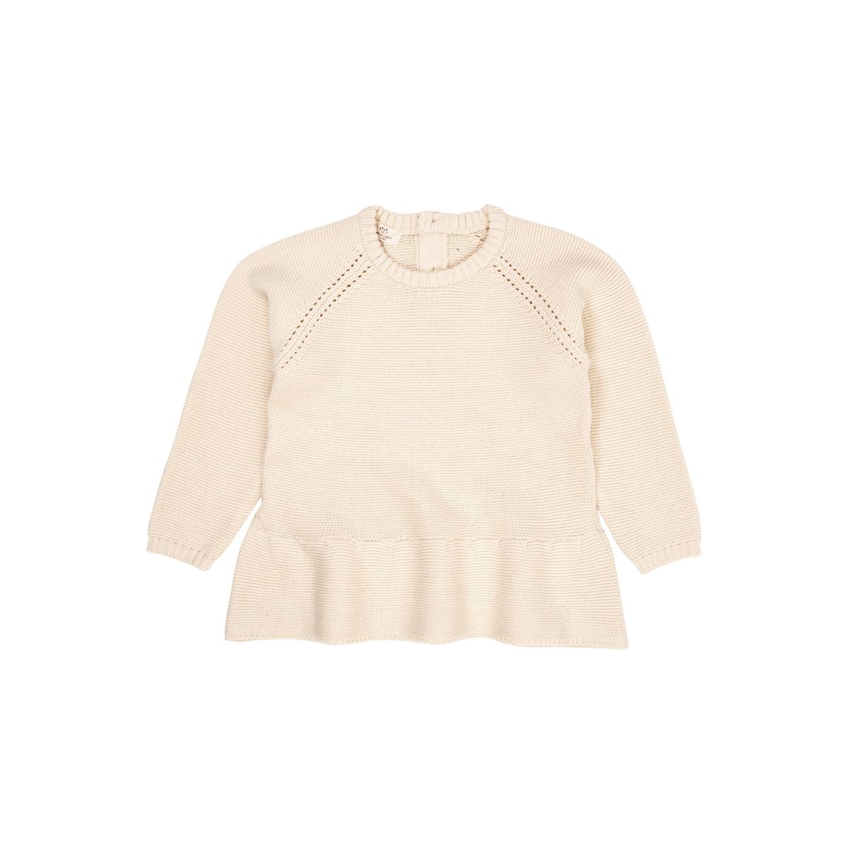 Copenhagen Colors Strik Bluse med flæse - Cream - 80 cm