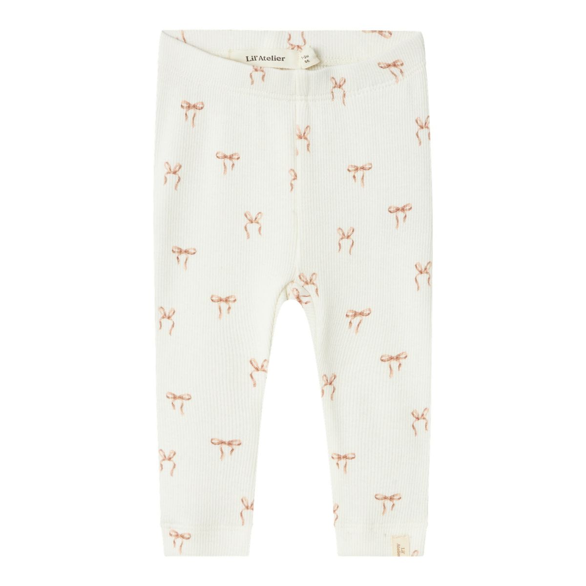 Lil Atelier Gavo Elf Slim Leggings med Sløjfer - Coconut Milk - 56 cm