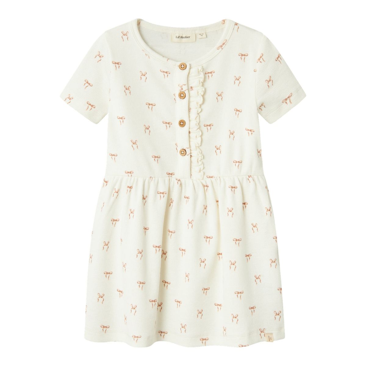 Lil Atelier Gavo Emi Dress med Sløjfer - Coconut Milk - 92 cm