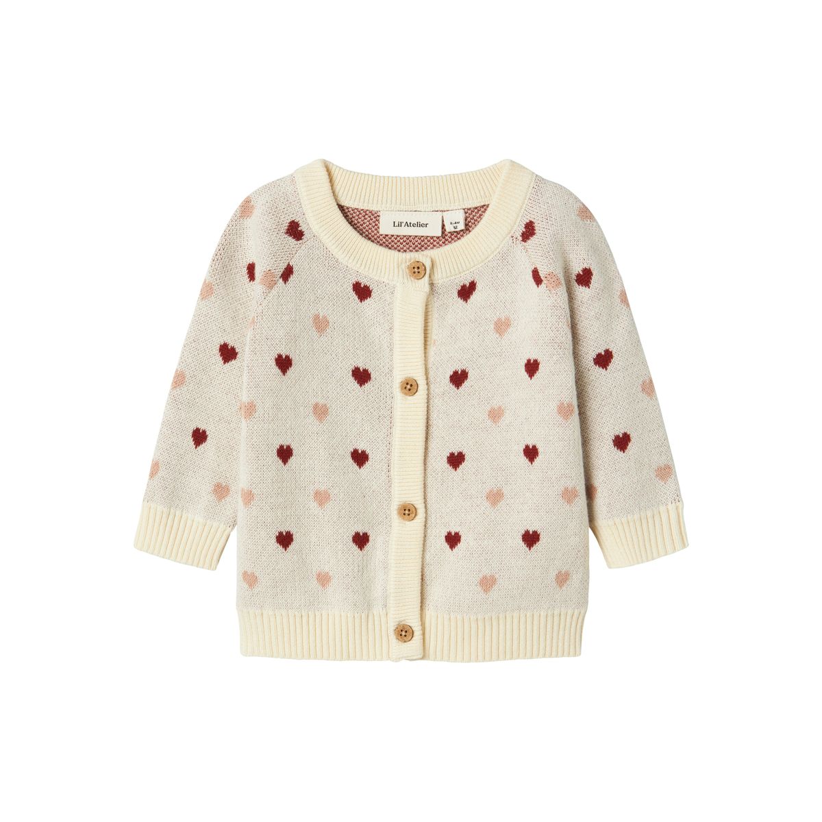 Lil Atelier Saran Knit Cardigan Heart - Turtledove - 56 cm