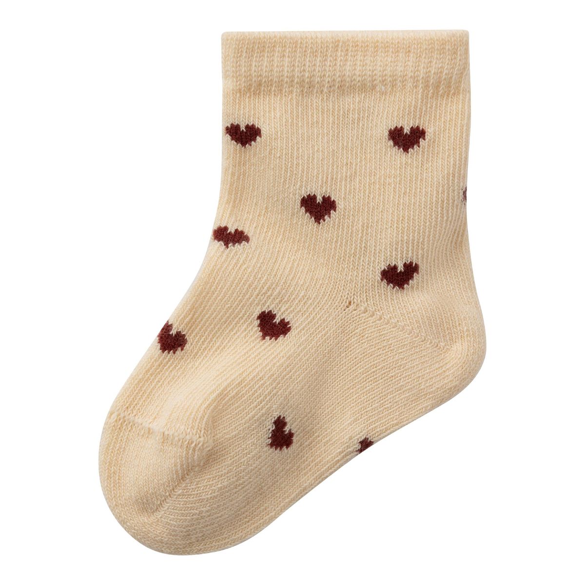 Lil Atelier - Rossa Sock med hjerter - Wood Ash - 50/56