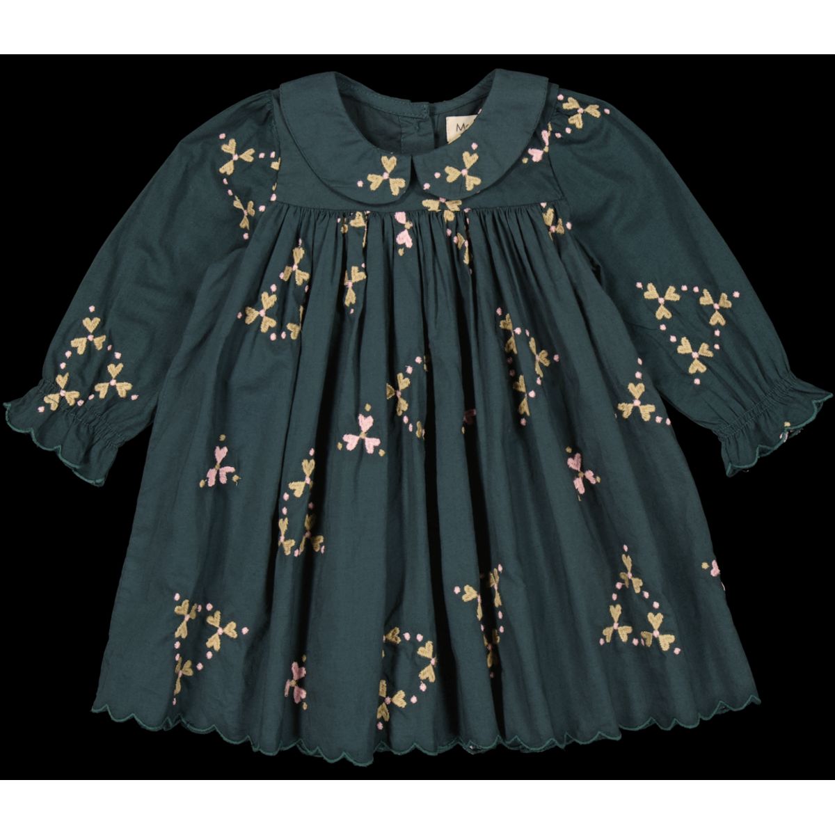 MarMar Dulla Light Embroidery Dress - Deep Forest Hearts - 68 cm / 6-9 mdr.