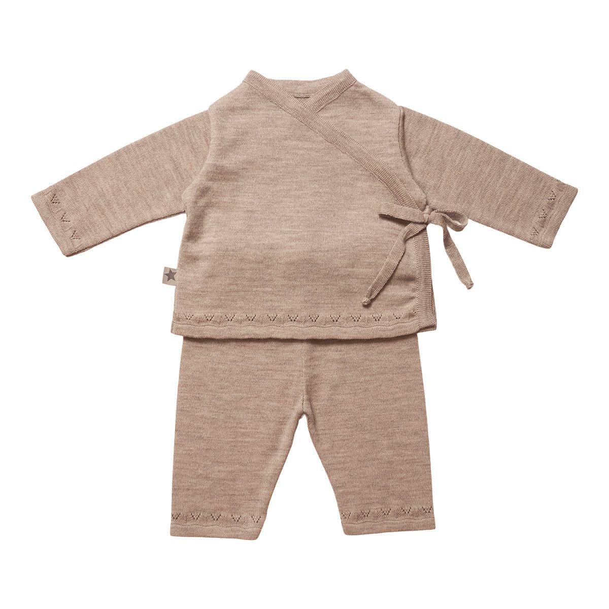 Huttelihut Lani Sæt Baby Bluse & Bukser Uld - Camel - 56-62 cm