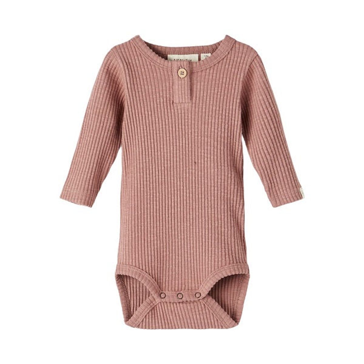 Lil Atelier Fraja Rib Slim LS Body - Burlwood - 56 cm