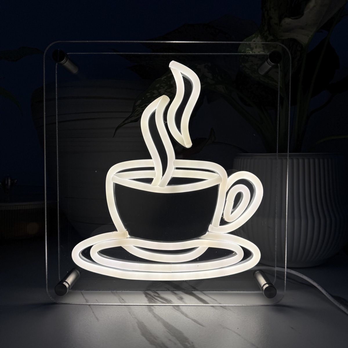 Lightish Coffee Led Neon Box Bordlampe