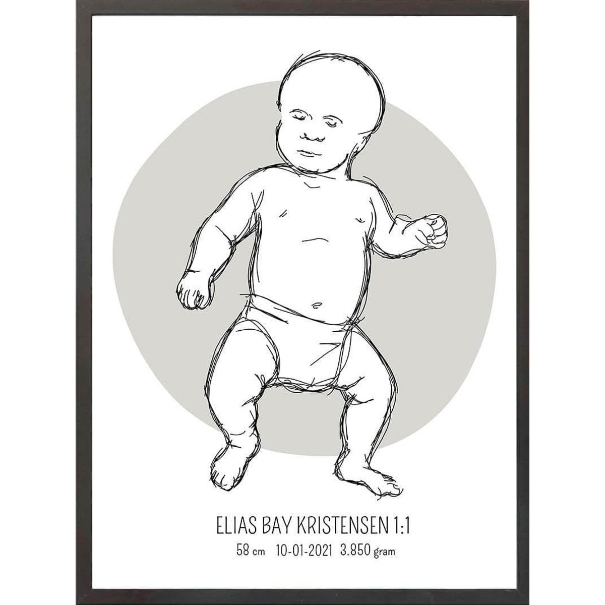 Birth poster / fødselsplakat 1:1 - Tumling blå