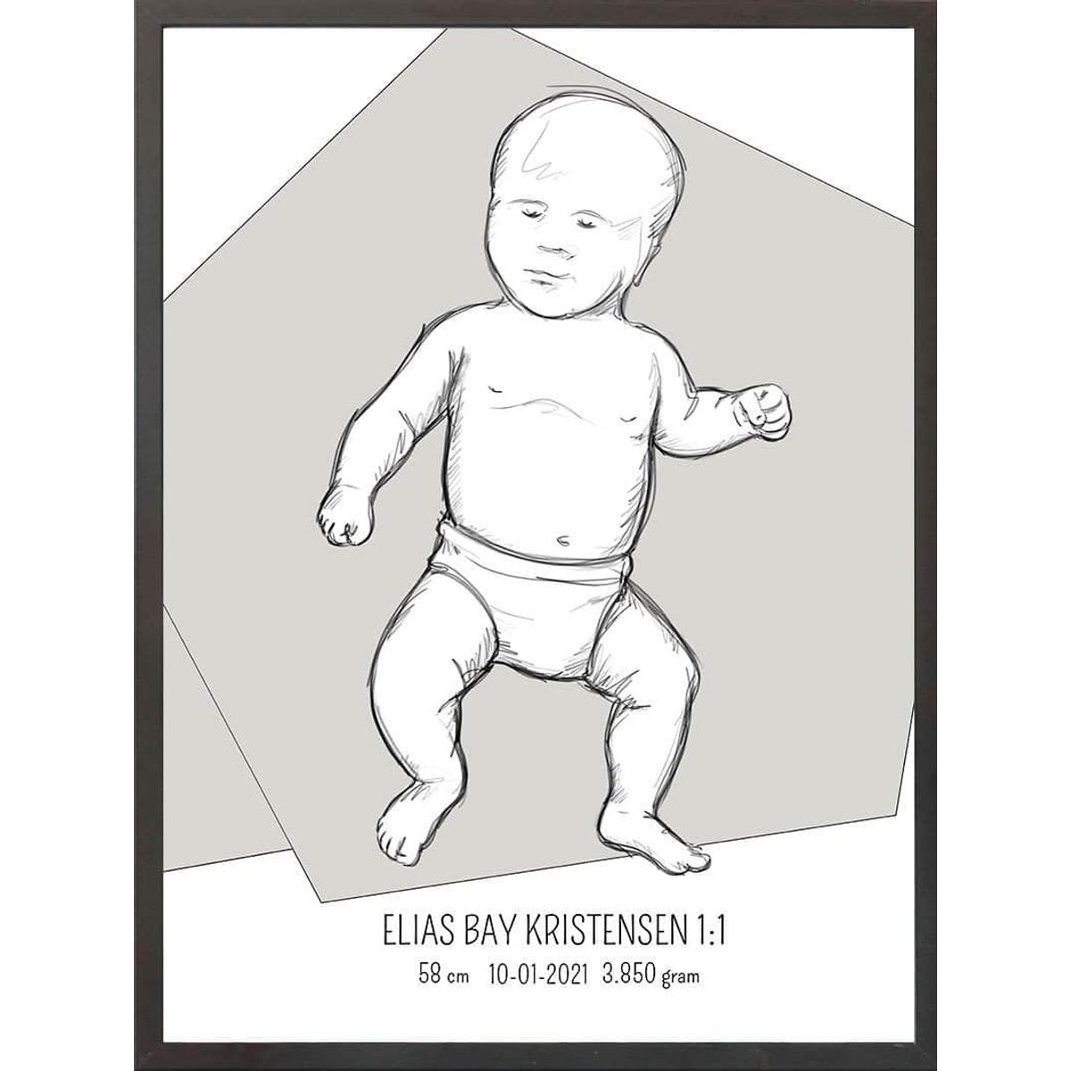 Birth poster / fødselsplakat 1:1 - Tumling blå