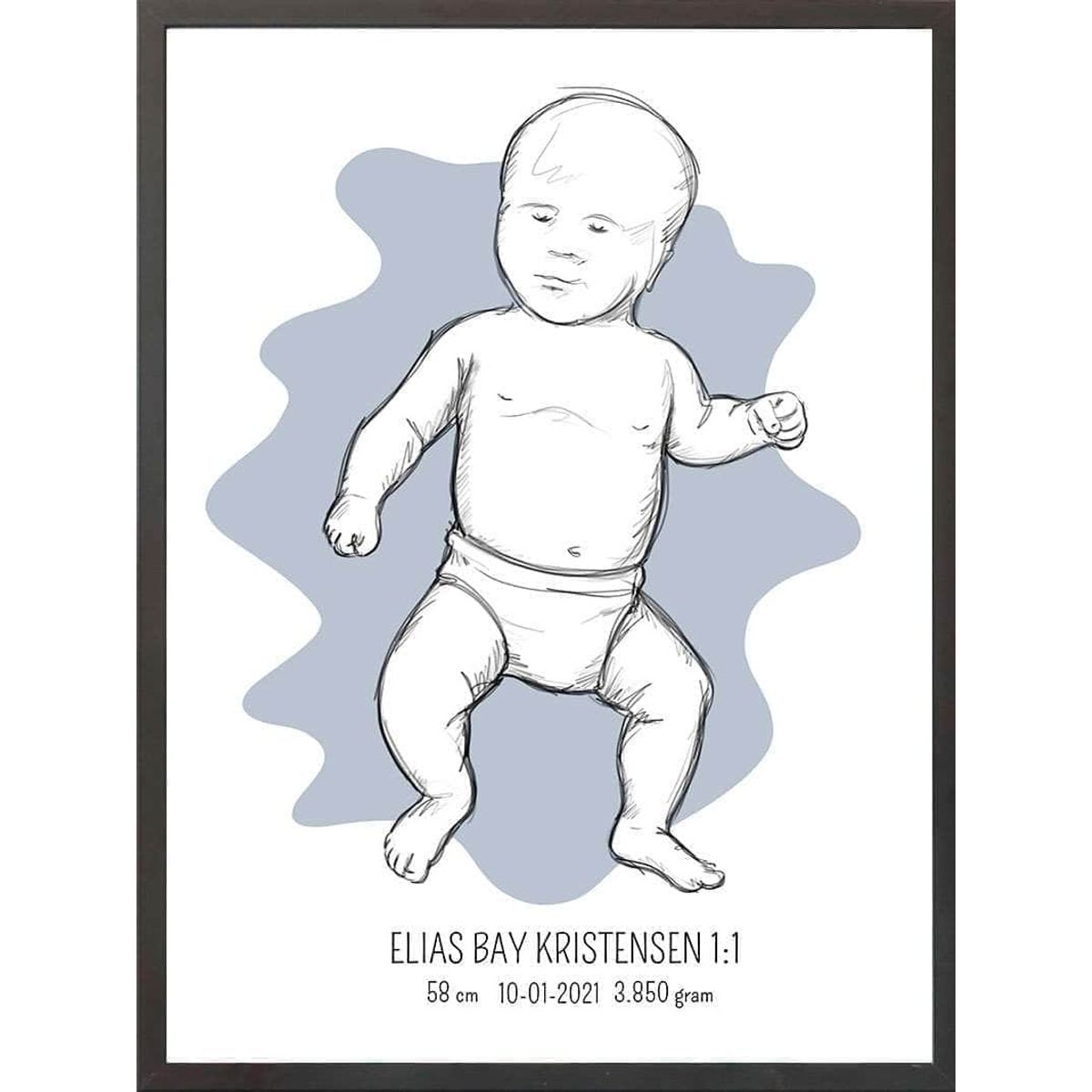 Birth poster / fødselsplakat 1:1 - Tumling blå