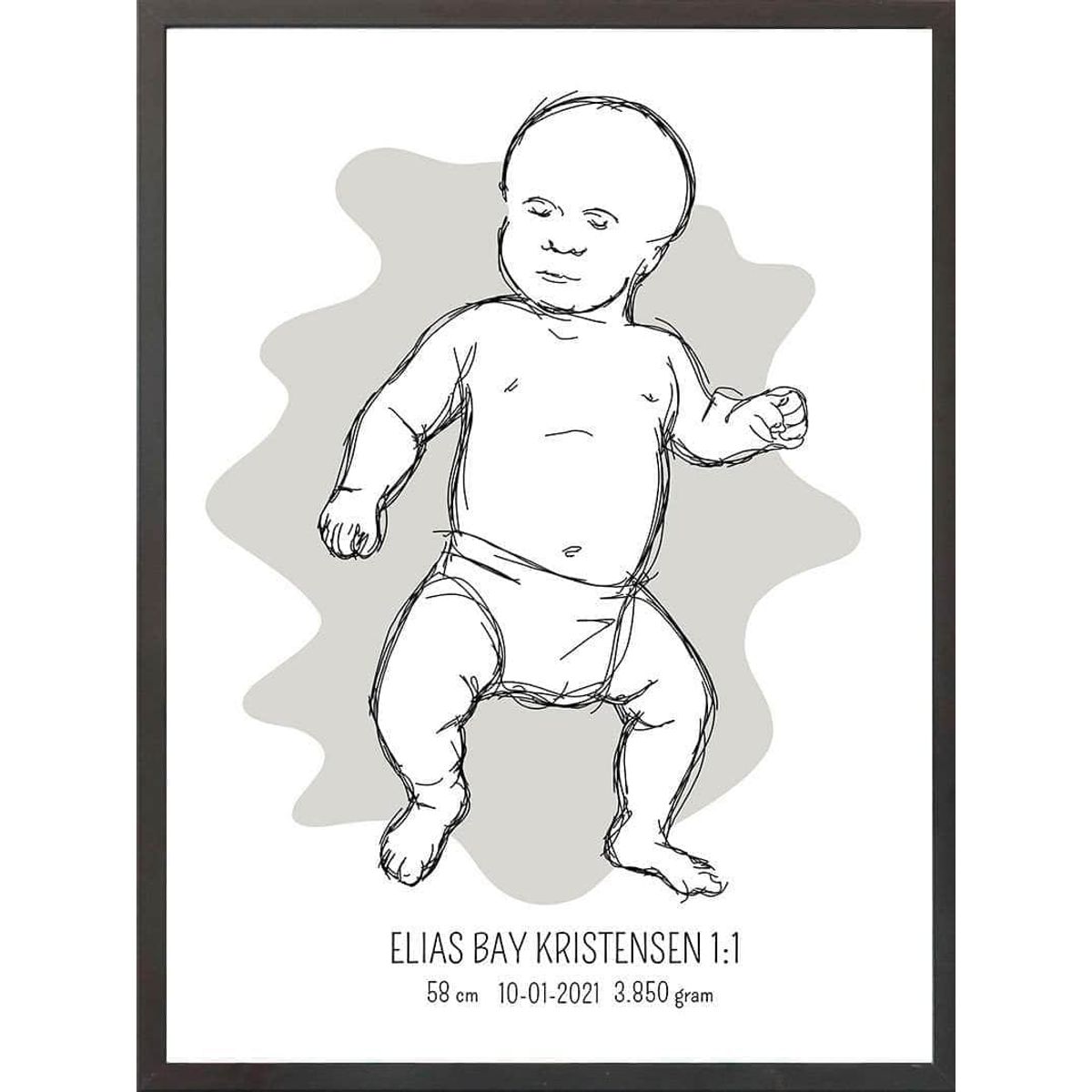 Birth poster / fødselsplakat 1:1 - Tumling blå