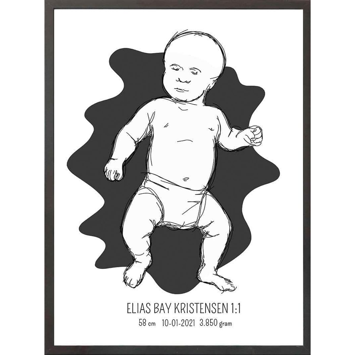 Birth poster / fødselsplakat 1:1 - Tumling lyserød