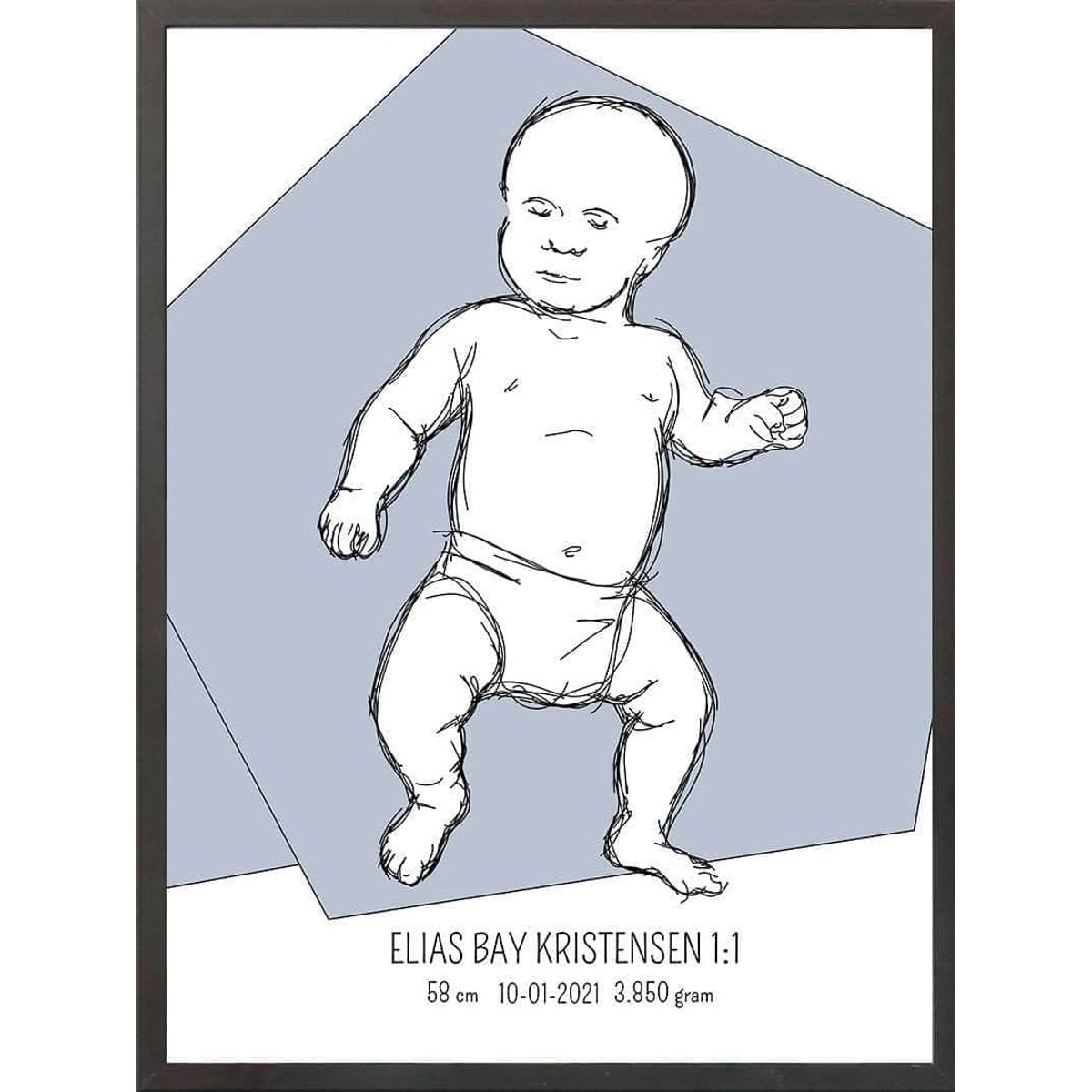 Birth poster / fødselsplakat 1:1 - Tumling lyserød