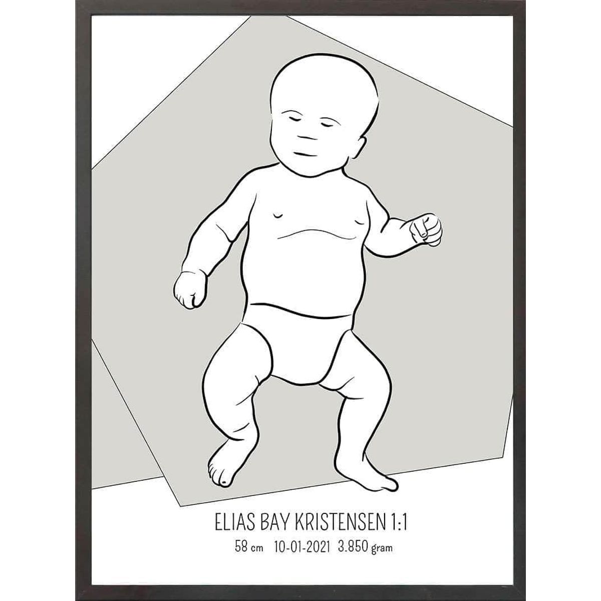 Birth poster / fødselsplakat 1:1 - Tumling lyserød