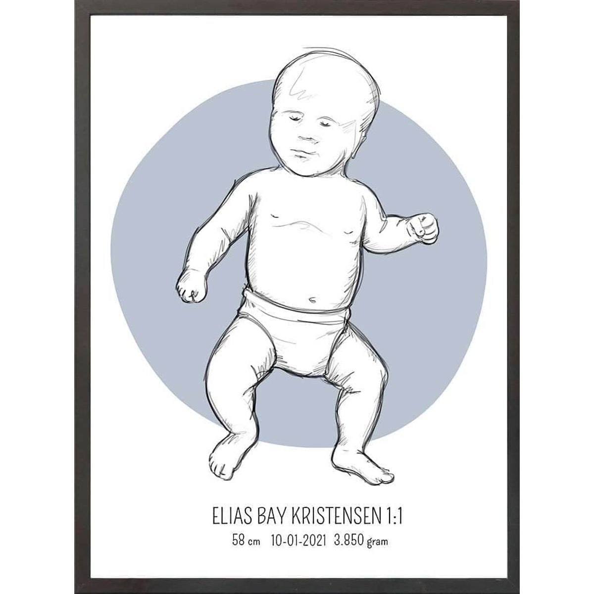 Birth poster / fødselsplakat 1:1 - Tumling lyserød