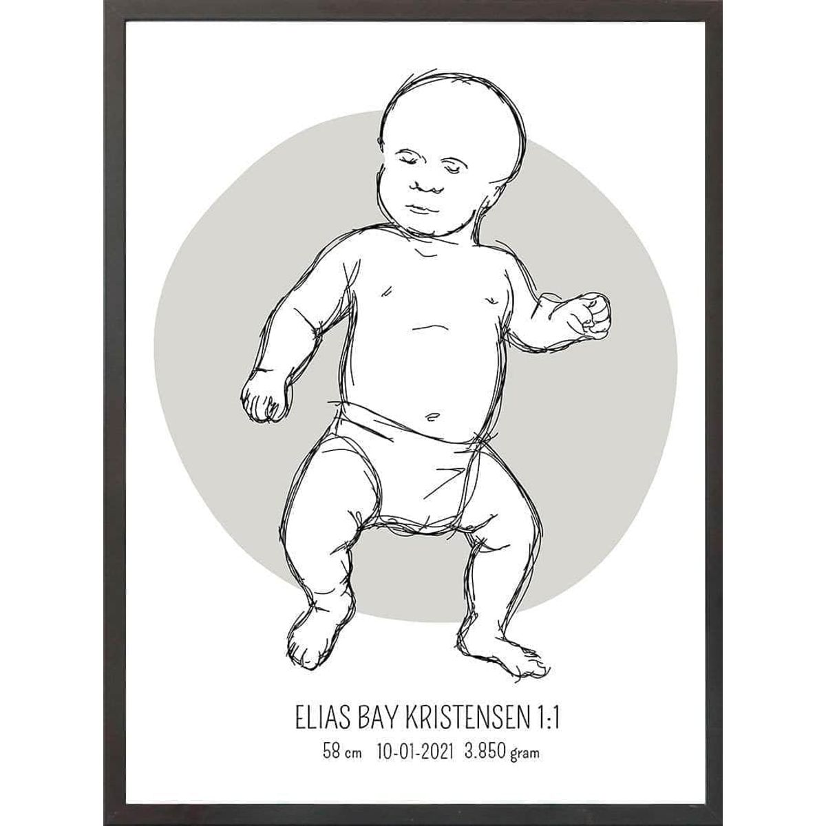 Birth poster / fødselsplakat 1:1 - Tumling lyserød