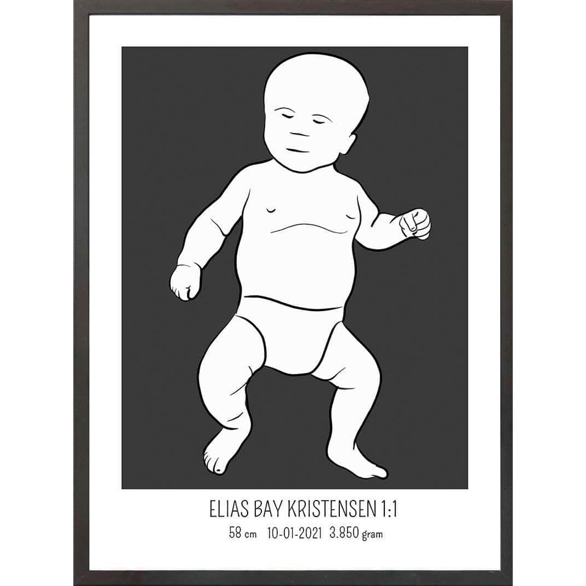 Birth poster / fødselsplakat 1:1 - Tumling lyserød