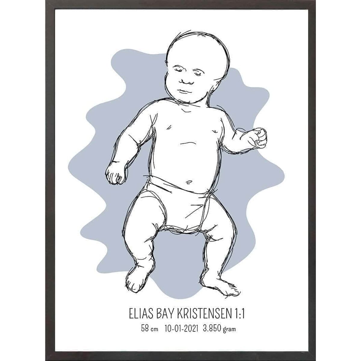 Birth poster / fødselsplakat 1:1 - Tumling lyserød