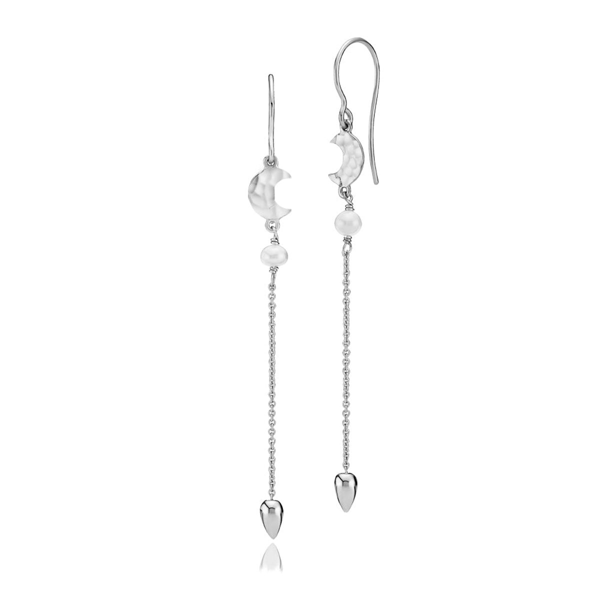 DREAM - Earring shiny recycled silver freshwater pearls - 1/2 par