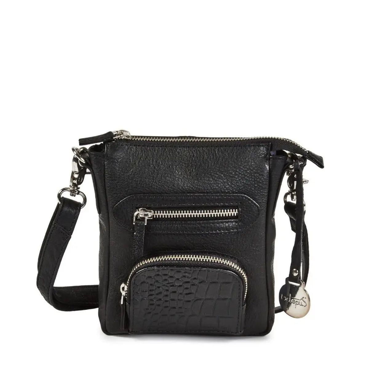 Style Kiwi i sort: Flot mindre skuldertaske/crossbody i skønt læder