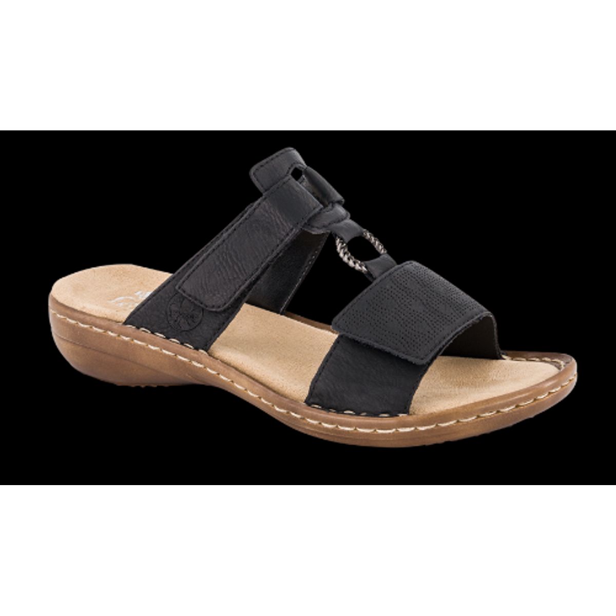 Rieker - Slippers med velcro, 44-0341 - Sort - 37