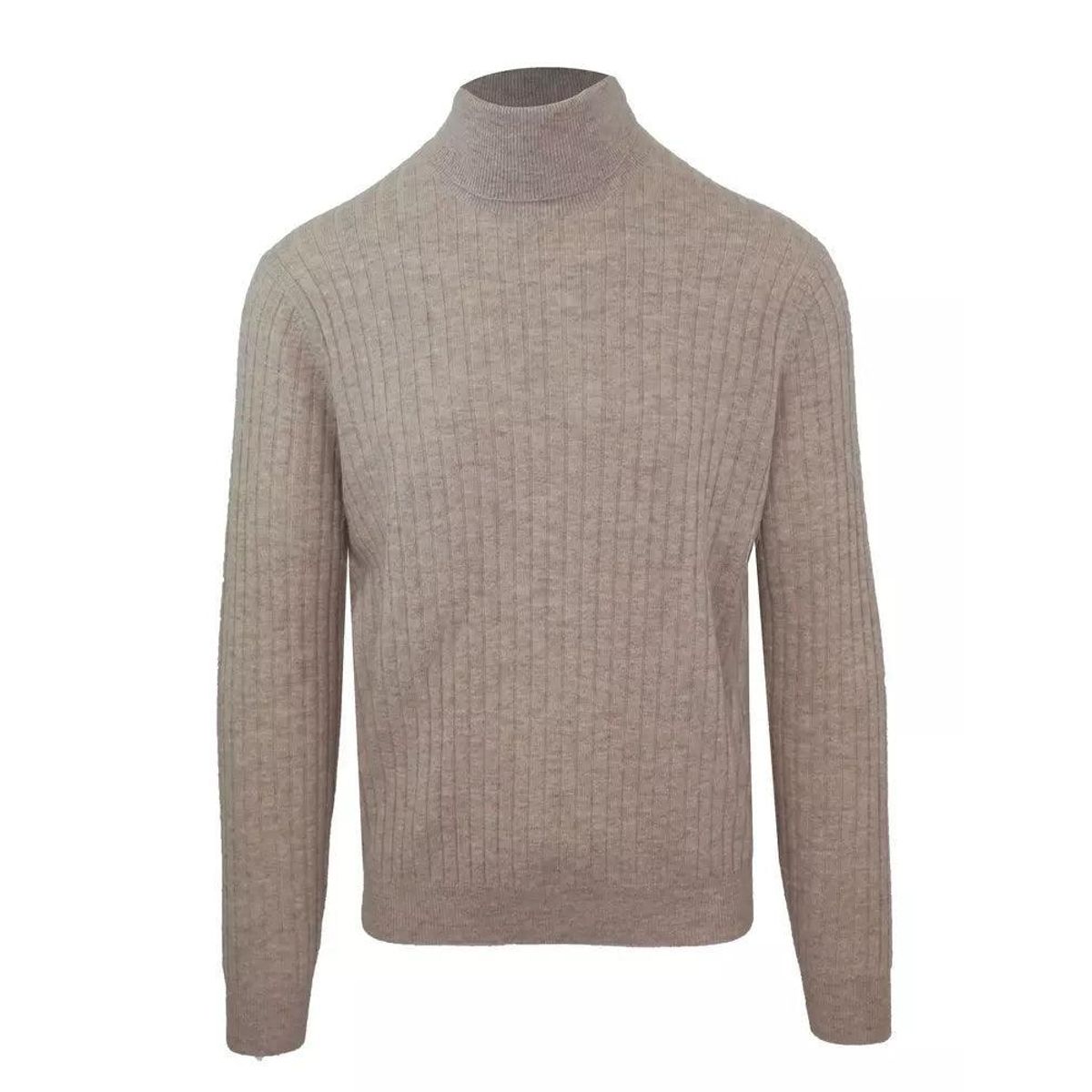 Malo Beige Cashmere-Wool Blend Turtleneck Sweater