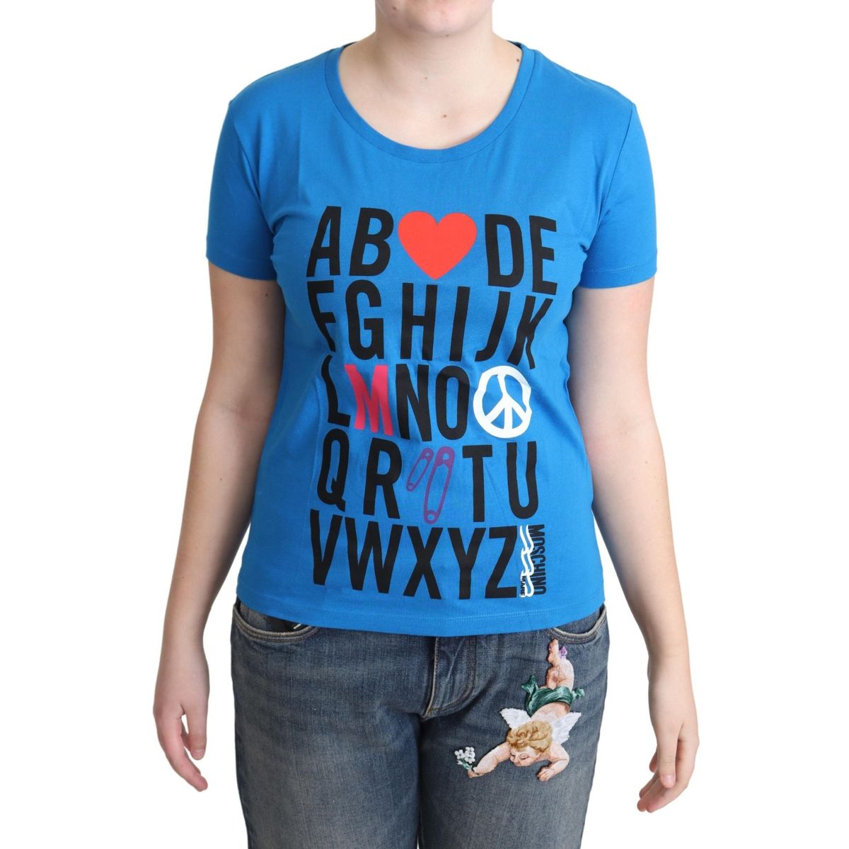 Moschino Chic Alphabet Cotton Tee in Blue