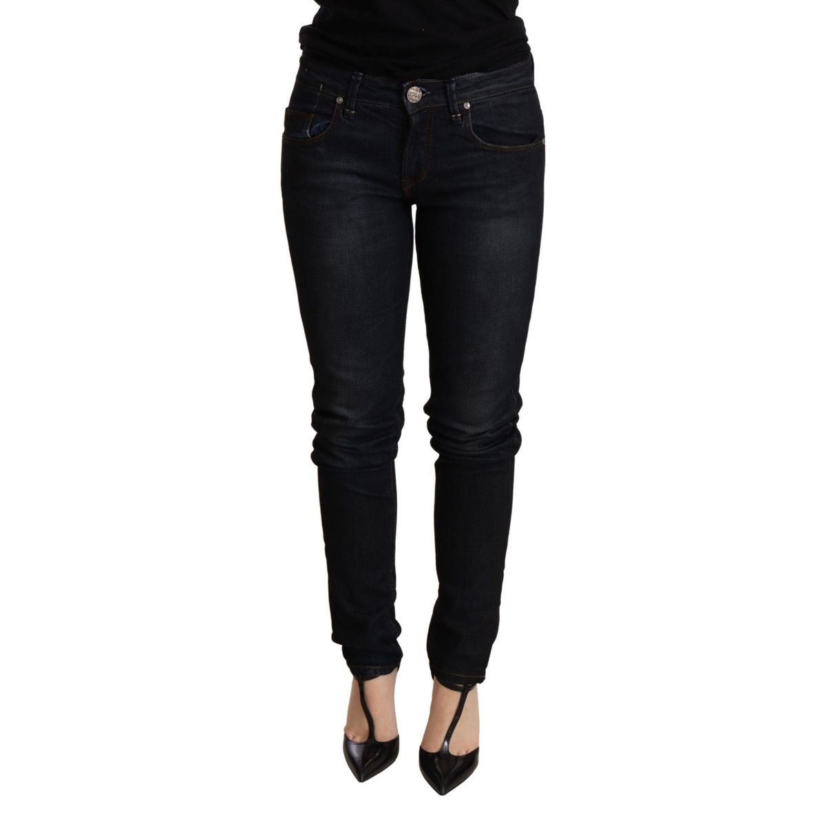 Acht Chic Blue Washed Skinny Low Waist Jeans