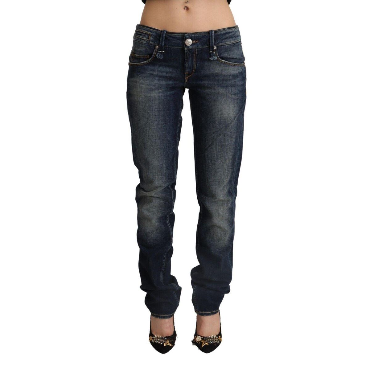 Acht Chic Dark Blue Low Waist Skinny Jeans