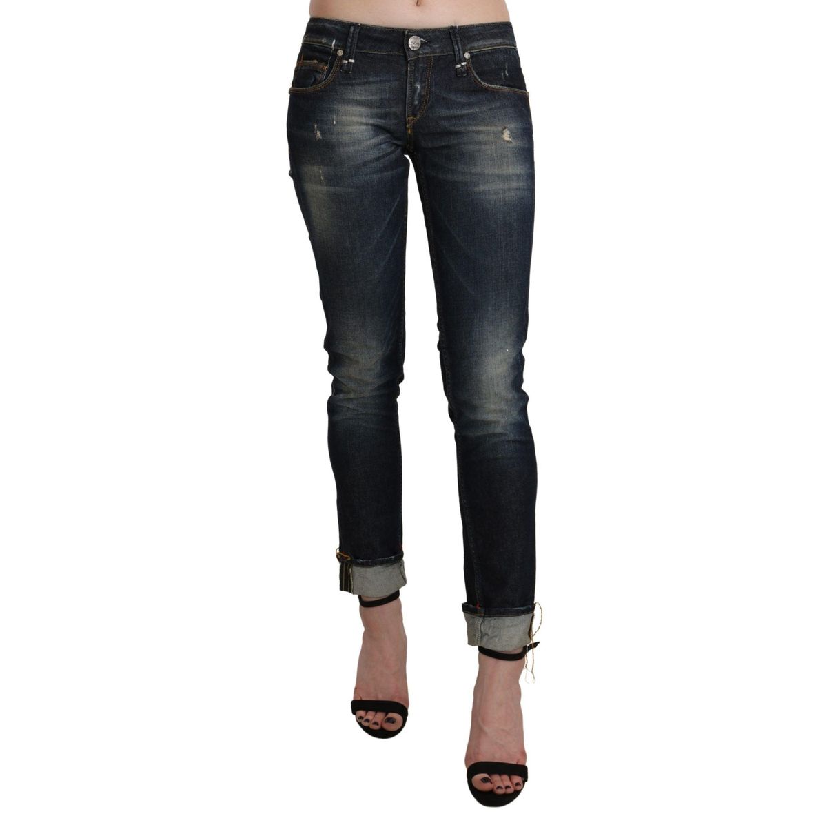 Acht Chic Dark Blue Skinny Cropped Jeans