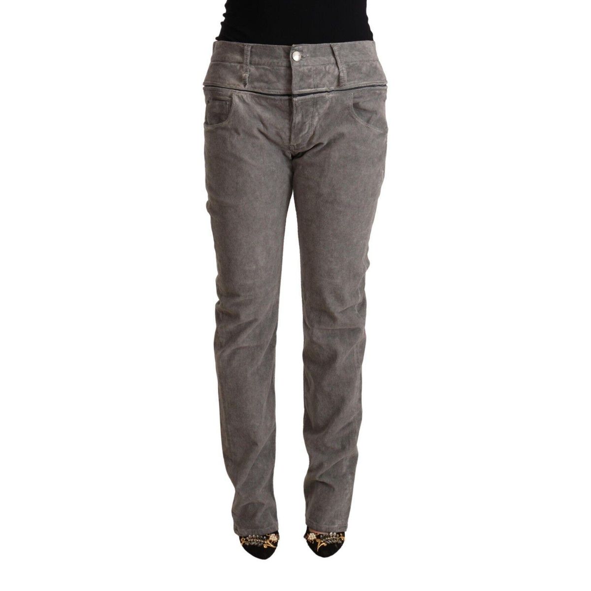 Acht Chic Gray High Waist Straight Fit Jeans