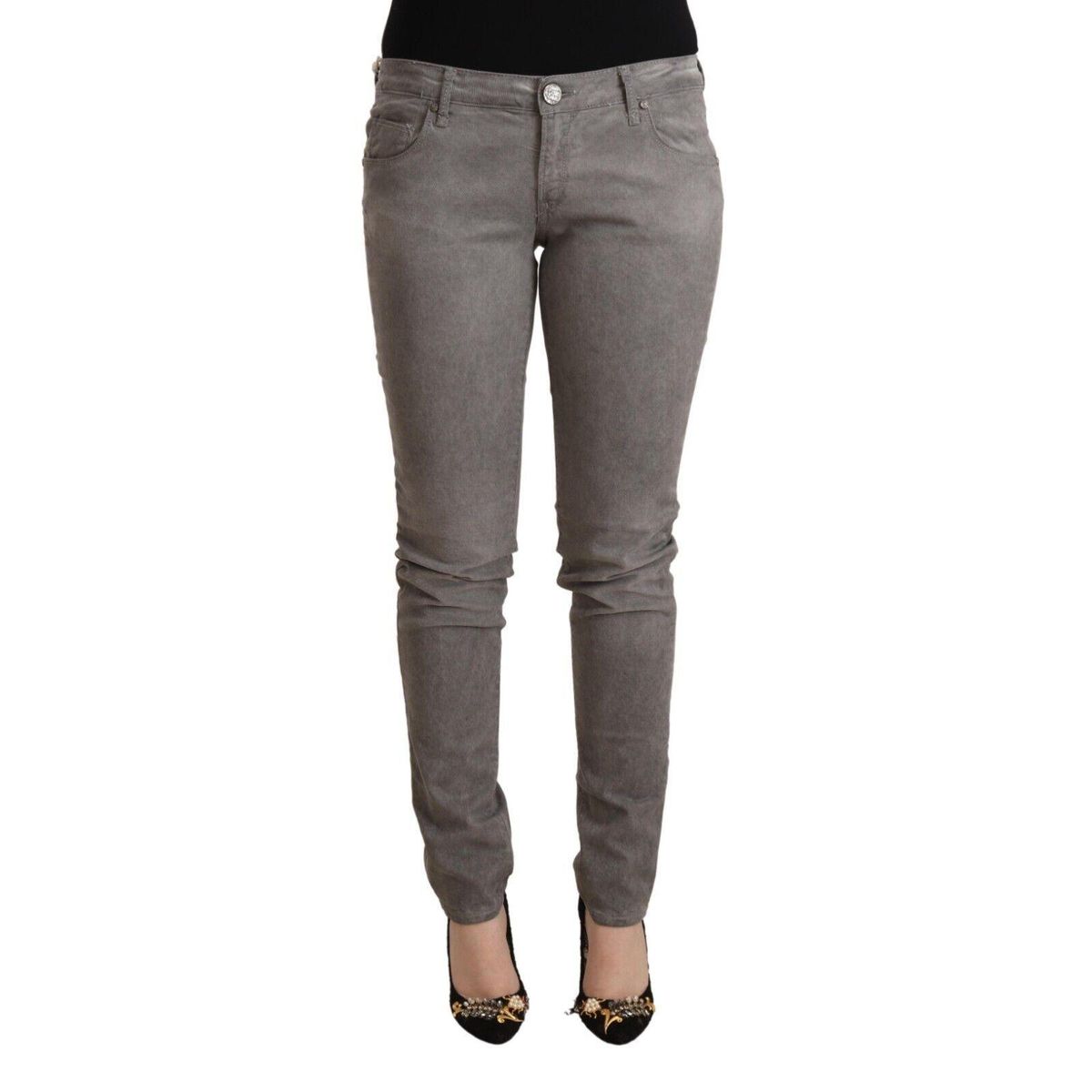 Acht Chic Gray Low Waist Skinny Cotton Jeans