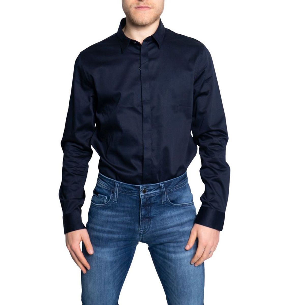 Armani Exchange Blue Cotton Shirt