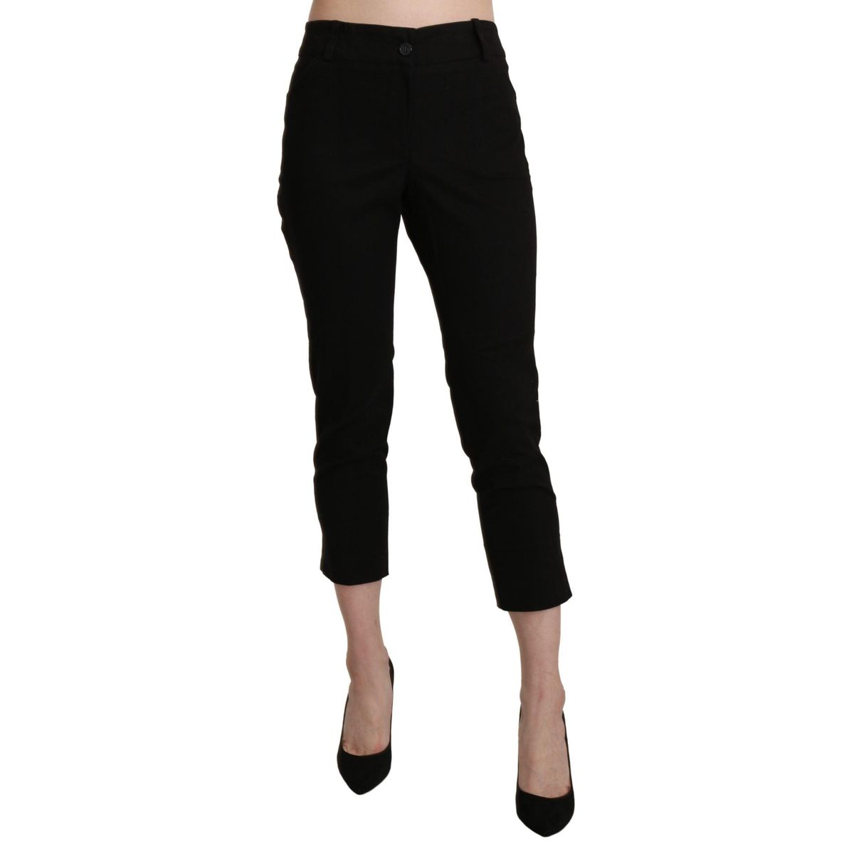 BENCIVENGA Elegant Black High Waist Cropped Pants