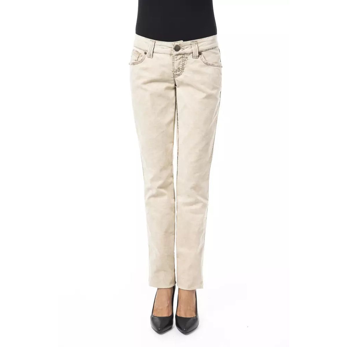 BYBLOS Chic Beige Slim Fit Artisanal Jeans