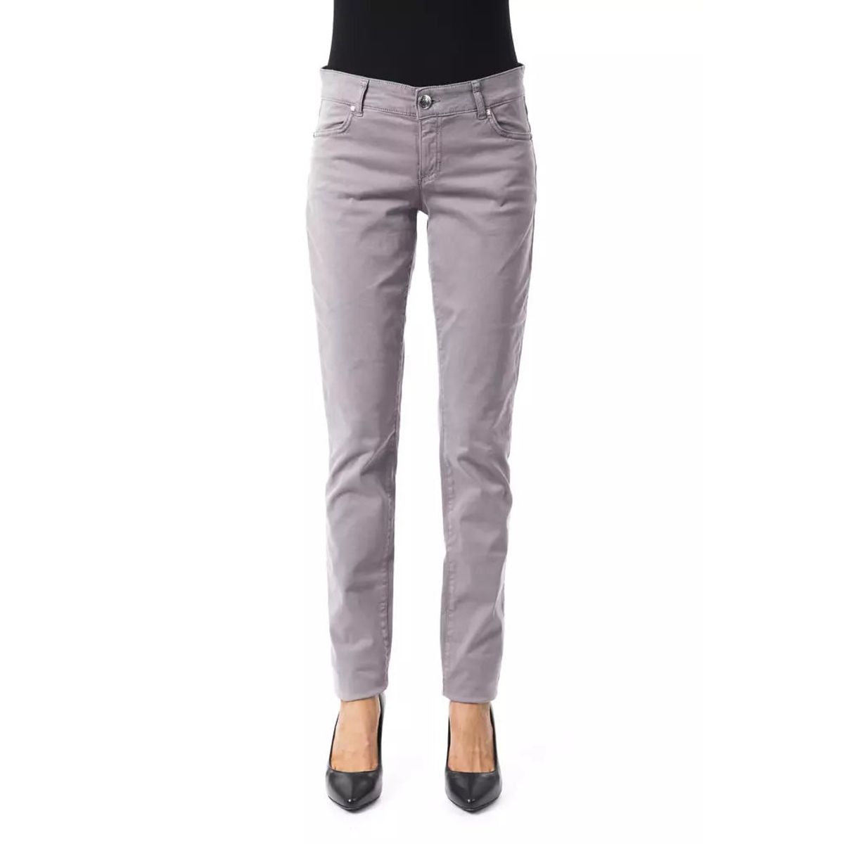 BYBLOS Chic Gray Cotton Blend Pants